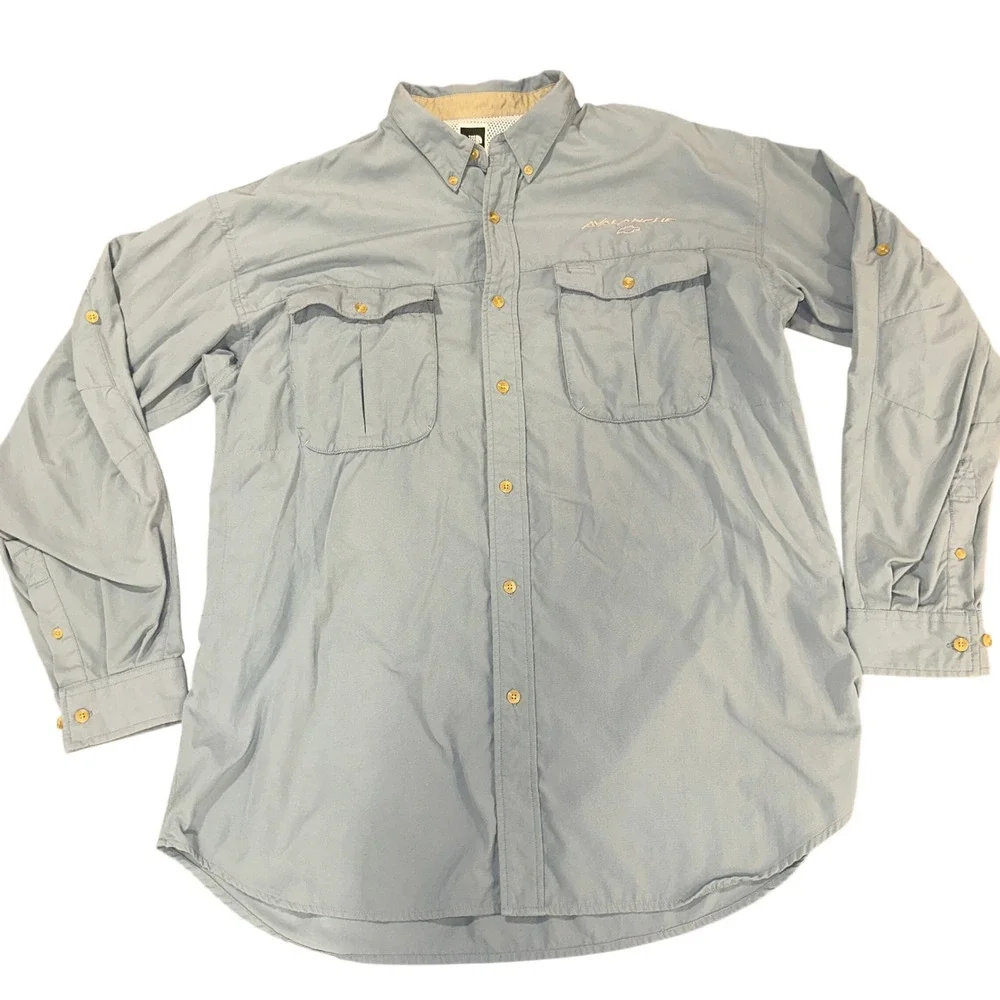 The North Face Mens XL Blue Vented Fishing Hiking Shirt Chevy Avalanche‎